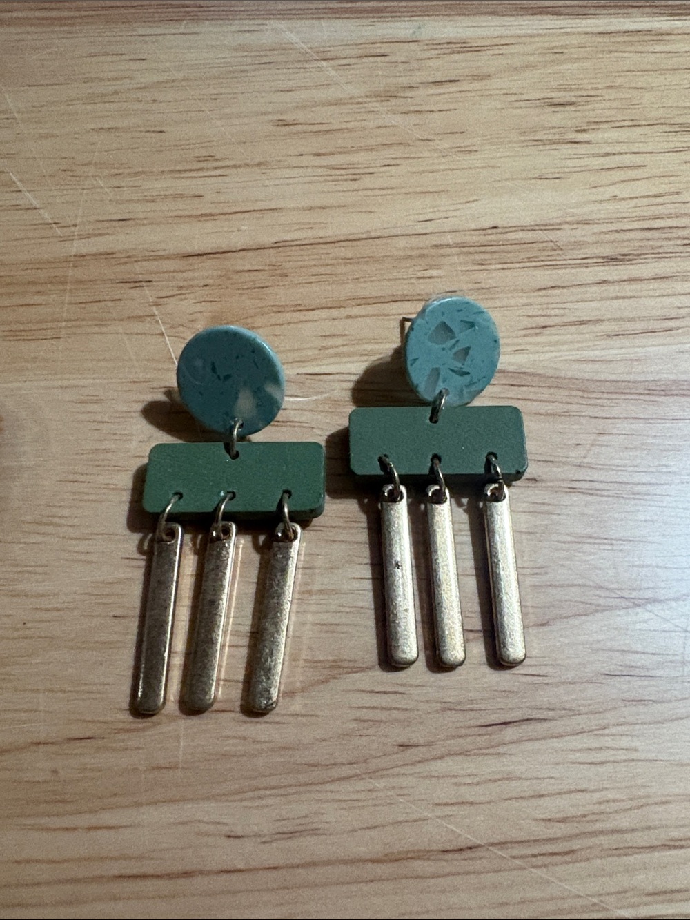Urban Outfitters Gold and Blue/Green Bohemian Style Earrings